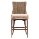 Upholstered Barstool With Braid Edge Detail With Slanted Feet, Brown, Set Of Two