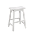 Wooden Counter Height Stool with Scooped Seat, Set of Two, White