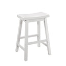 Wooden Counter Height Stool with Scooped Seat, Set of Two, White