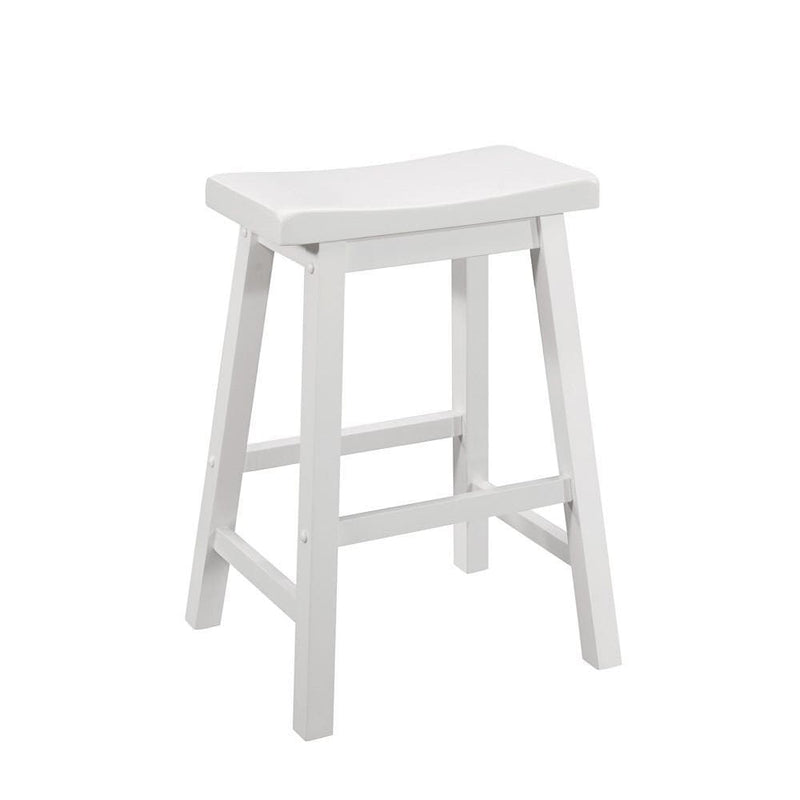 Wooden Counter Height Stool with Scooped Seat, Set of Two, White