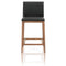 Wooden Counter Stool With Leather Upholstery, Black and Brown