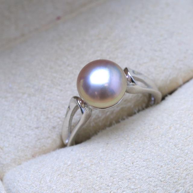 BaroqueOnly 2018Fashion Pearl Ring Jewelry of Silver Oval Natural Freshwater Pearl Rings 925 Sterling Silver Rings for WomenGift-Resizable-Purple-JadeMoghul Inc.