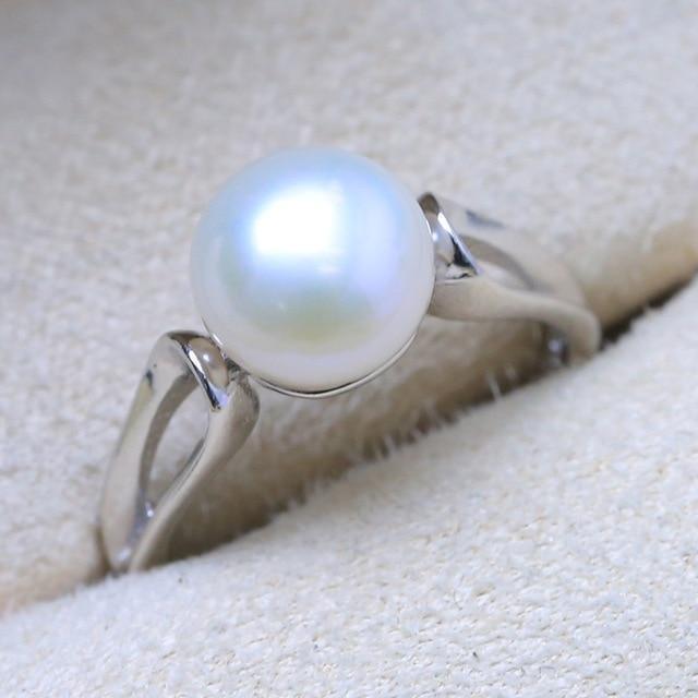 BaroqueOnly 2018Fashion Pearl Ring Jewelry of Silver Oval Natural Freshwater Pearl Rings 925 Sterling Silver Rings for WomenGift-Resizable-White-JadeMoghul Inc.