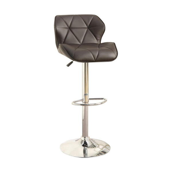 Barstool with Gaslight In Tufted Leather Dark Brown Set of 2