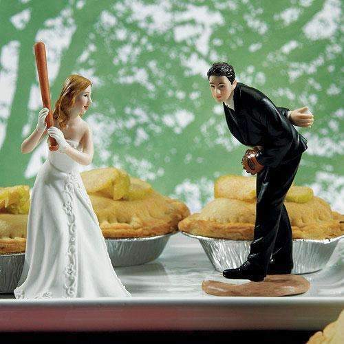 Baseball Wedding Cake Topper - Hit a Home Run Bride at Home Base Ready to "Hit the Home Run" (Pack of 1)-Wedding Cake Toppers-JadeMoghul Inc.