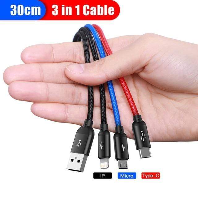 Baseus 3 in 1 USB Cable Type C Cable for Samsung S20 Redmi Note 9s Charging 4 in 1 Cable for iPhone X 11 Pro Max Micro USB Cable AExp