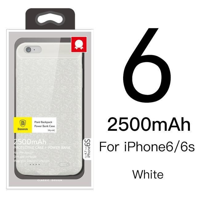 Baseus Battery Case For iPhone 7 6 6s Plus Charger Case 2500mAh 3650mAh Battery Charging Case Cover For iPhone Power Bank Case-i6 2500 white-China-JadeMoghul Inc.