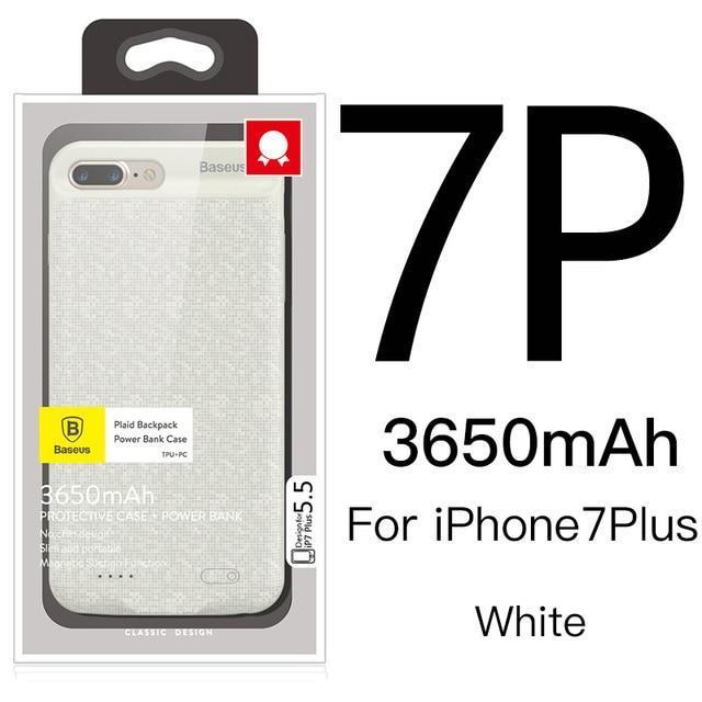 Baseus Battery Case For iPhone 7 6 6s Plus Charger Case 2500mAh 3650mAh Battery Charging Case Cover For iPhone Power Bank Case-i7P 3650 white-China-JadeMoghul Inc.