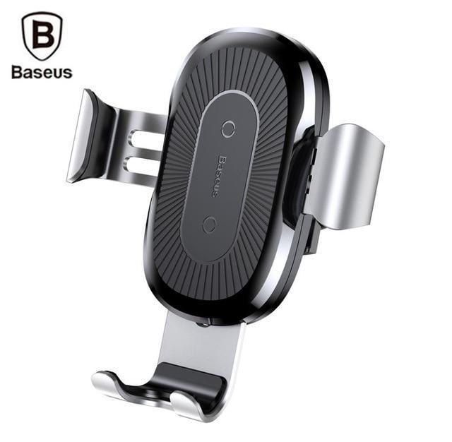 Baseus Car Mount Qi Wireless Charger For iPhone X 8 Plus Quick Charge Fast Wireless Charging Pad Car Holder Stand For Samsung S8-Silver-JadeMoghul Inc.