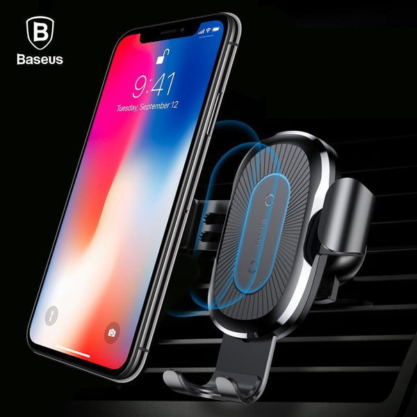 Baseus Car Mount Qi Wireless Charger For iPhone XS Max X XR 8 Fast Wireless Charging Car Phone Holder For Samsung Note 9 S9 S8-China-Black-JadeMoghul Inc.