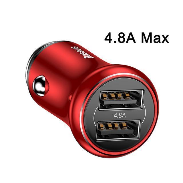 Baseus Dual USB Car Charger Quick Charge 3.0 Car-charger QC3.0 Turbo Car Mobile Phone Charger For iPhone X Samsung Car Charging-Red-JadeMoghul Inc.
