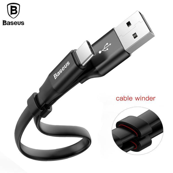 Baseus Portable Type C Cable For Samsung S8 Note 8 Xiaomi Mi6 Mi5 MiA1 Mobile Phone Charger Cable Fast Charging USB Type-C Cable-Black-23cm-JadeMoghul Inc.