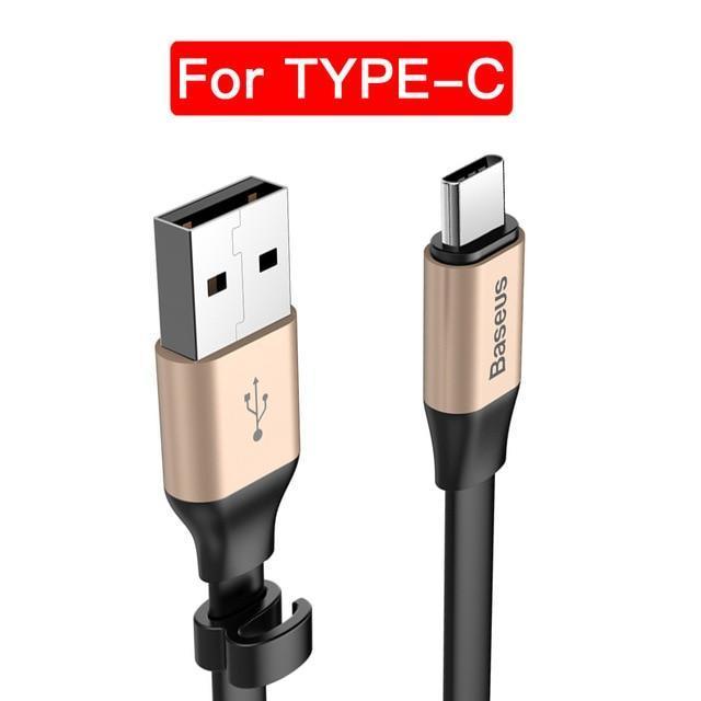 Baseus Portable Type C Cable For Samsung S8 Note 8 Xiaomi Mi6 Mi5 MiA1 Mobile Phone Charger Cable Fast Charging USB Type-C Cable-Gold-23cm-JadeMoghul Inc.