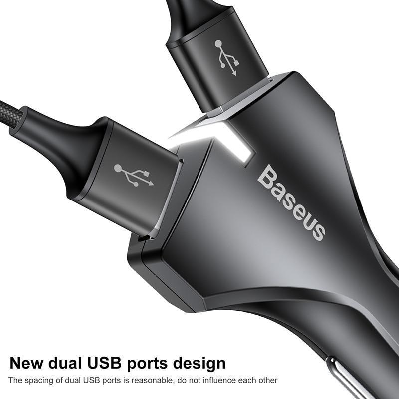 Baseus Quick Charge QC 3.0 Car Phone Charger Dual USB Fast Car Charger For iPhone Samsung Tablet GPS Mobile Phone Charger-BLACK-JadeMoghul Inc.