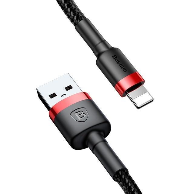 Baseus USB Cable for iPhone X 8 7 6 5 6s Fast Charging Phone USB Data Cables for iPhone 5s 5C SE USB Charger Cord Adapter-Black Red-2m-JadeMoghul Inc.
