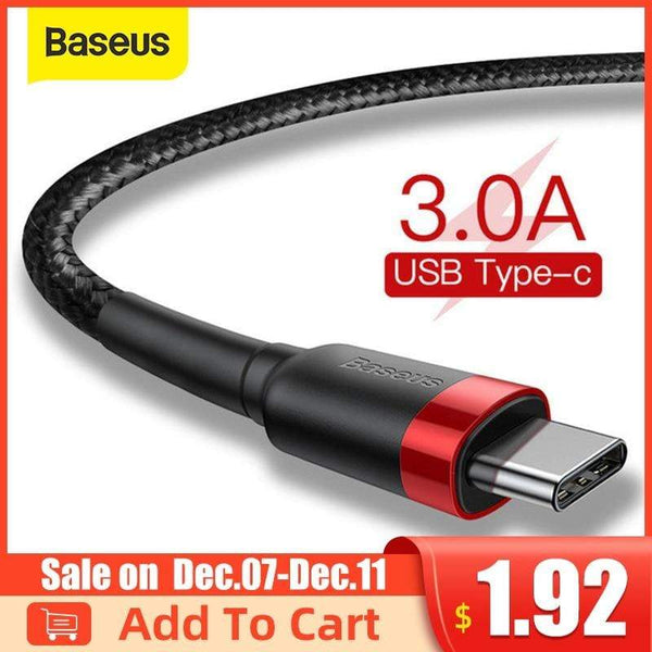 Baseus USB Type C Cable for Samsung S10 S9 Quick Charge 3.0 Cable USB C Fast Charging for Huawei P30 Xiaomi USB-C Charger Wire AExp