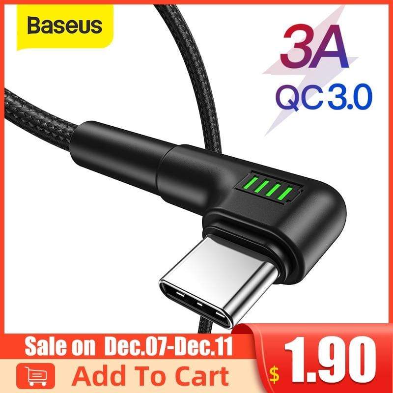 Baseus USB Type C Cable for Xiaomi Redmi Note 9s 8 Pro Quick Charge 3.0 USB C Cable Fast Charging for Samsung S20 Type C Cable AExp