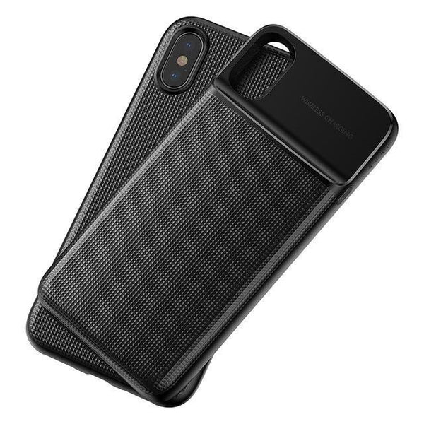 Baseus Wireless Charger Power Bank Case For iPhone X Wireless Charging Battery Charger Case For iPhone X + Phone Case-Black-China-JadeMoghul Inc.