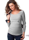 Basic Maternity Long Sleeved T Shirt Top-Gray-M-JadeMoghul Inc.