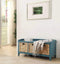 Baskets Rectangular Wooden Bench with Storage Basket, Blue Benzara