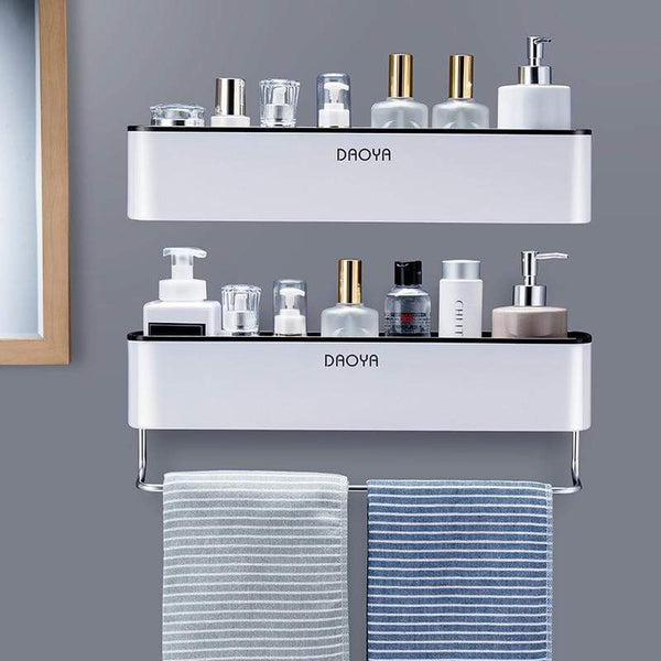 Bathroom Shelf Shower Caddy Organizer Wall Mount Shampoo Rack With Towel Bar No Drilling Kitchen Storage Bathroom Accessories JadeMoghul Inc. 