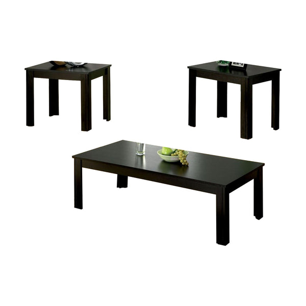 Bay Square Contemporary 3 Piece Table set, Black Finish-Dining Tables-Black-Melamine, Wood & Others-JadeMoghul Inc.