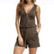 Beach Summer Playsuits Sleeveless V-neck Women Jumpsuits Shorts Solid Pockets Zipper Casual Office Playsuits Overalls 4XL GV686-Coffee-S-JadeMoghul Inc.