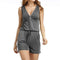 Beach Summer Playsuits Sleeveless V-neck Women Jumpsuits Shorts Solid Pockets Zipper Casual Office Playsuits Overalls 4XL GV686-Grey-S-JadeMoghul Inc.