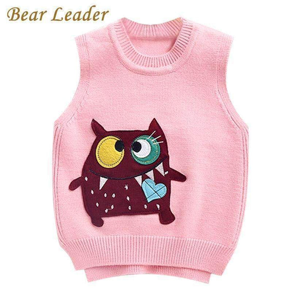 Bear Leader Boys Girls Sweater 2017 New Autumn Children Sweater 3D Print Monster Kids Boutique Knitted Wool Vest For 3-7Y-Pink-3T-JadeMoghul Inc.