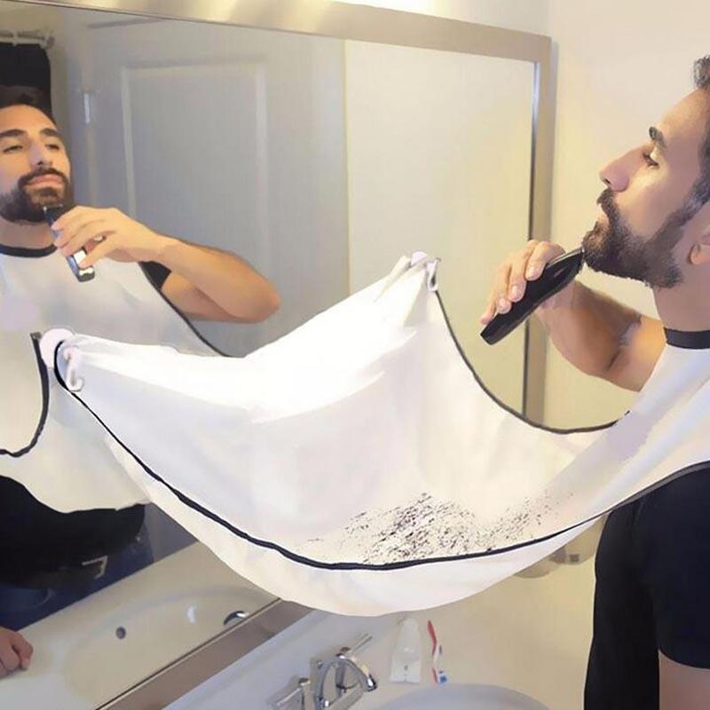 Beard Shave Apron With Suction Cup Bib Trimmer Razor Holder Rack Hair Shave Apron Shaving Shaver Holder Bathroom Organizer Tools AExp