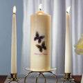 Beautiful Butterflies Personalized Pillar Candle Ivory Plum (Pack of 1)-Wedding Ceremony Accessories-Carribean Blue-JadeMoghul Inc.