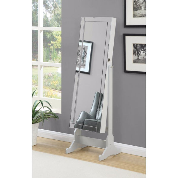 Beautiful Jewelry Cheval Mirror With Interior Storage, Gray-Jewelry Boxes and Organizers-Gray-Wood & Glass-JadeMoghul Inc.