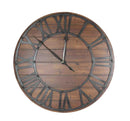 BEAUTIFUL METAL AND WOOD WALL CLOCK, BLACK AND BROWN-Wall Clocks-BLACK AND BROWN-Metal & Wood-JadeMoghul Inc.