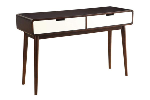 Beautiful Sofa Table With 2 Drawers, Espresso & White-Side Tables and End Tables-Brown & White-Wood ? Veneer (Wood)-Espresso & White-JadeMoghul Inc.