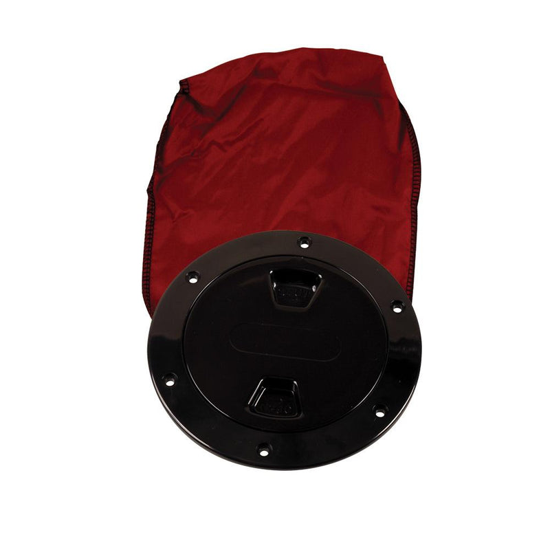 Beckson 4" Stow-Away Deck Plate - Black w-12" Bag [DP40BB]-Deck Plates-JadeMoghul Inc.