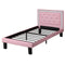 Bed Accessories Polyurethane Twin Size Bed In High Headboard In Pink Benzara