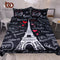 BeddingOutlet France Paris Tower Bedding Set Black and White Bed Set Romantic Letters Heart Print Quilt Cover Soft Home Textiles-US Twin-JadeMoghul Inc.
