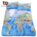 BeddingOutlet World Map Bedding Set Vivid Printed Blue Bed Duvet Cover with Pillowcase Twill Cozy Home Textiles Queen Sizes 3pcs-USA Twin-China-JadeMoghul Inc.