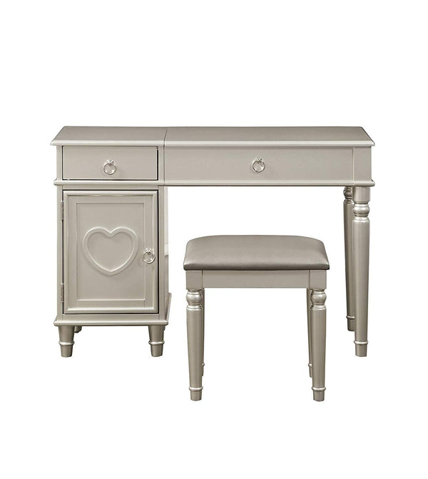 Bedroom Furniture Sets Seraph Vanity Set Featuring Stool And Mirror Silver Benzara