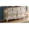 Bedroom Furniture Seven Drawers Wooden Dresser with Granite Top, Pearl White Benzara