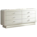 Bedroom Furniture Six Drawers Wooden Dresser with Curved Edges, Ivory Benzara