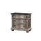 Bedroom Furniture Solid Wood with Marble Top Nightstand with Three Drawers, Silver Benzara