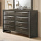 Bedroom Furniture Spacious Wooden Dresser with Beveled Drawer Fronts, Gray Benzara