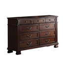 Bedroom Furniture Spacious Wooden Dresser with Nine Drawers, Dark Walnut Brown Benzara