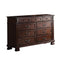 Bedroom Furniture Spacious Wooden Dresser with Nine Drawers, Dark Walnut Brown Benzara