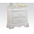 Bedroom Furniture Three Drawer Nightstand With One Hidden Top Drawer And Scalloped Feet, White Benzara