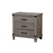 Bedroom Furniture Three Drawer Solid Wood Nightstand with Crossed Planked Side Panels, Gray Benzara