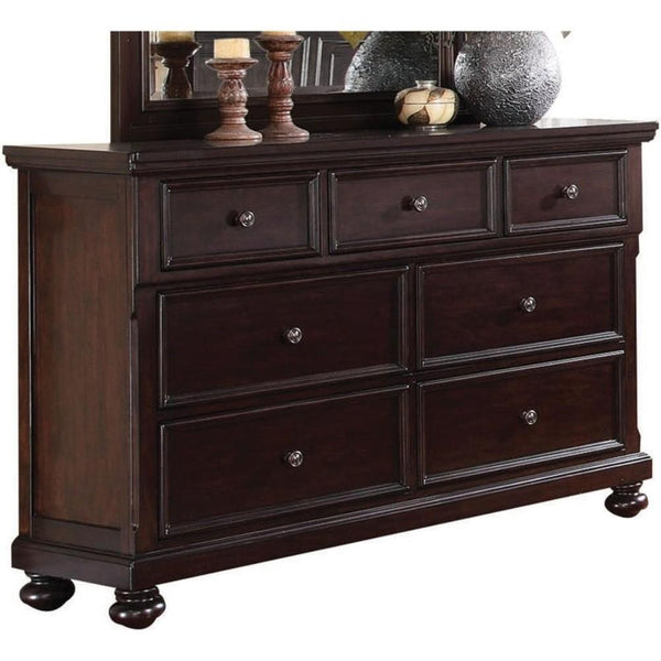 Traditional Style Wood and Metal Dresser with 7 Drawers, Brown