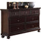 Traditional Style Wood and Metal Dresser with 7 Drawers, Brown