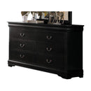 Traditional Style Wooden Dresser with Six Drawers, Black